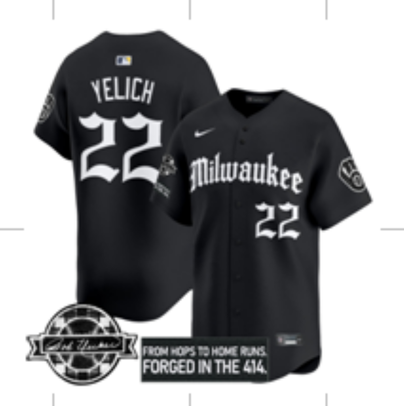 Men Milwaukee Brewers #22 Yelich black Nike MLB 2025 Jersey 001